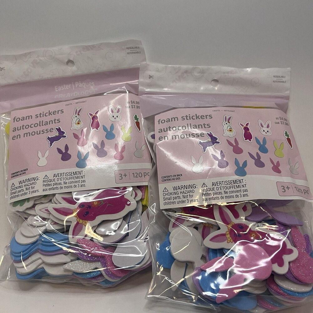 New 2 Pack Creatology Easter- Spring  Foam Stickers 120 pieces